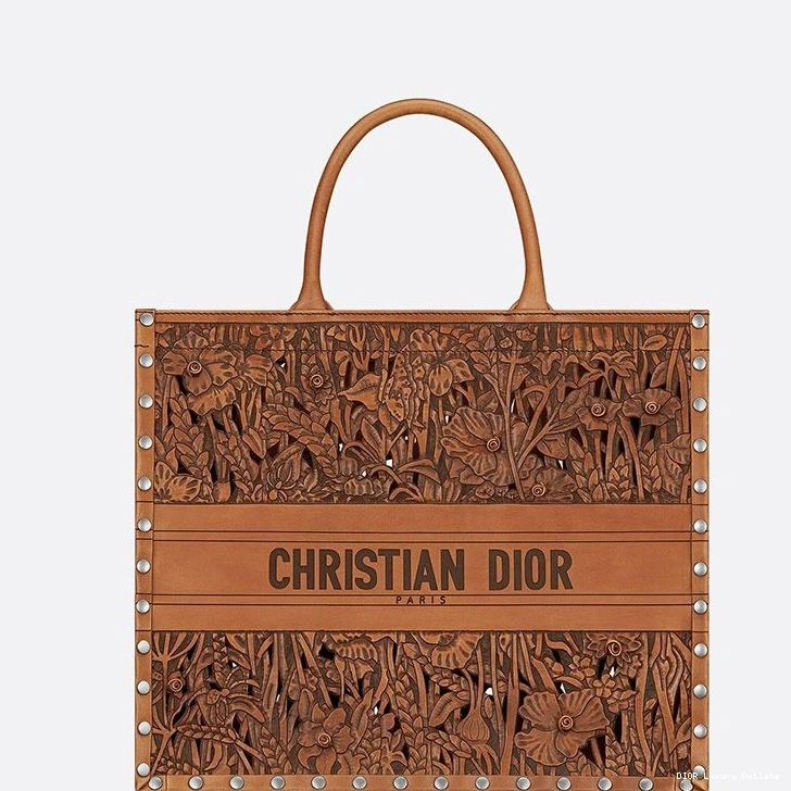 Brown Dior Tote Book Rosette Calfskin 0716 Luxury
